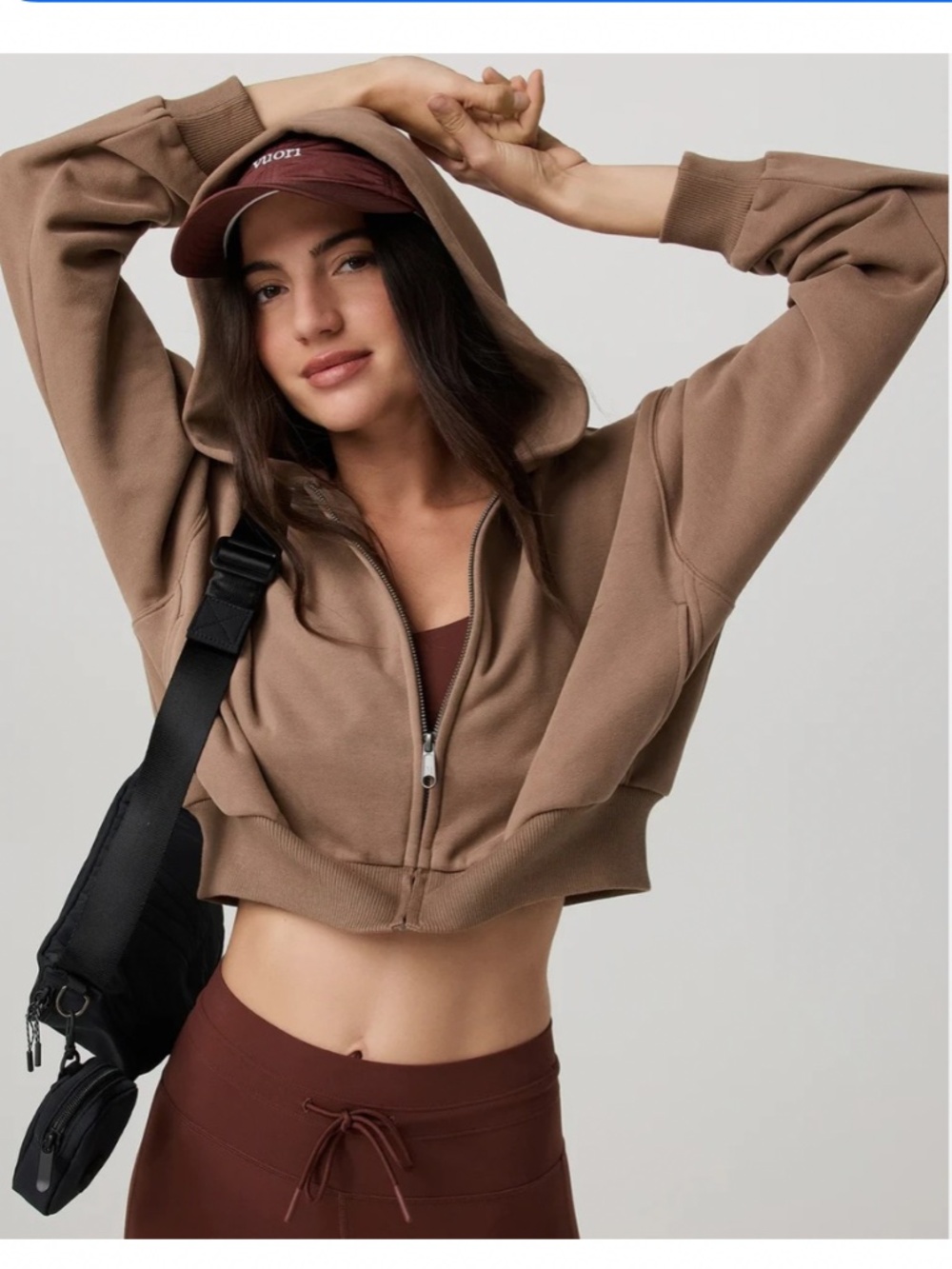 vuori Restore Mini Full Zip Hoodie Nutmeg Size XXS
